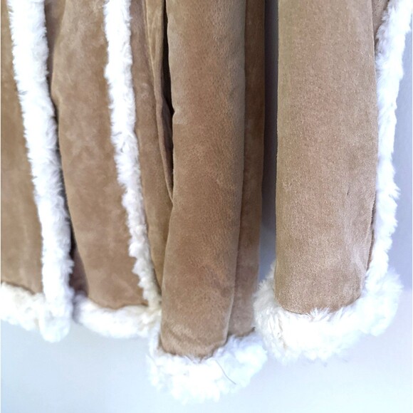 Wilsons Leather Maxima Suede Sherpa Coat Womens Sz M VTG Tan Penny Lane Jacket - Picture 5 of 16